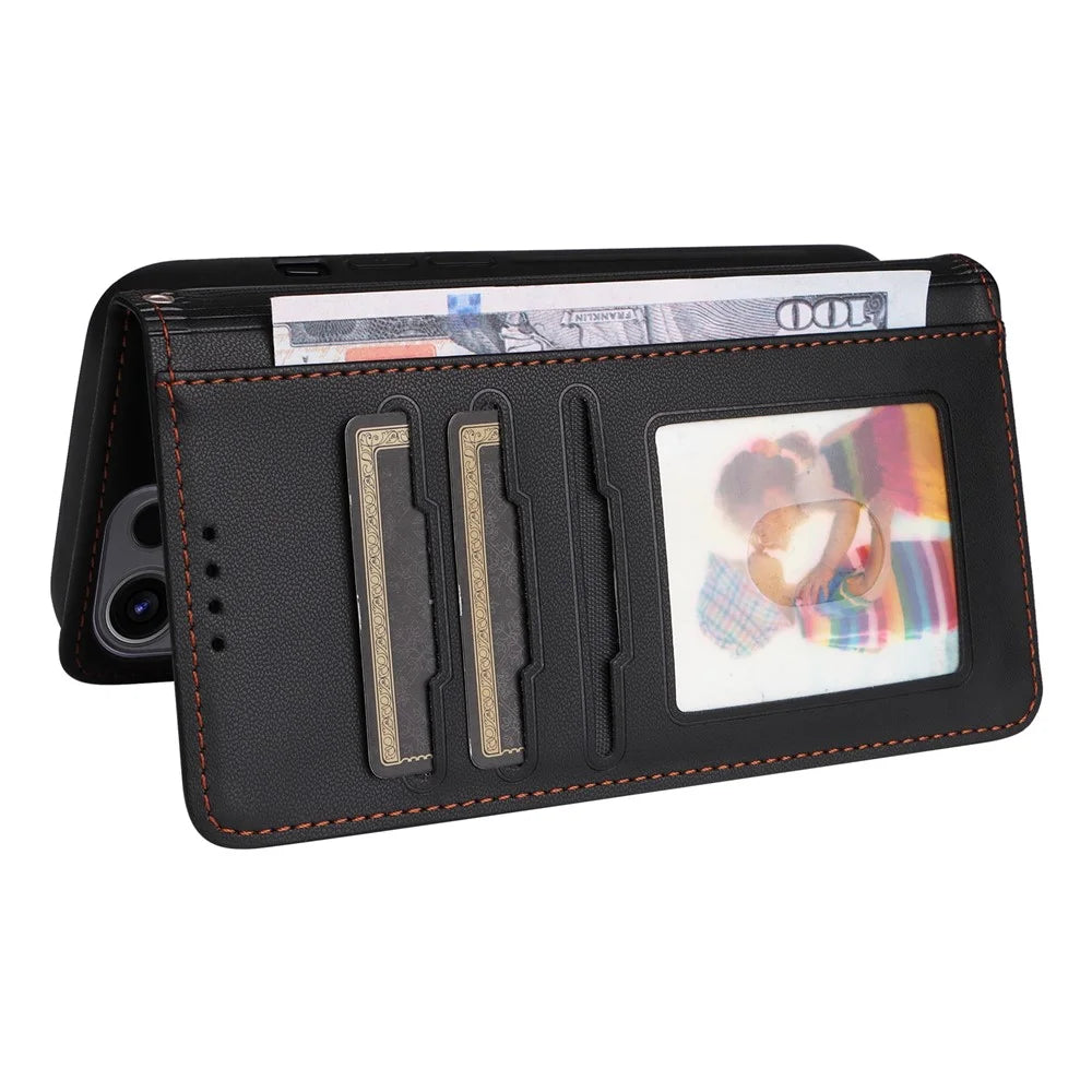 For Samsung Galaxy S23 Ultra Magnetic Case BETOPNICE Detachable PU Leather Phone Cover with Strap - Black - 4