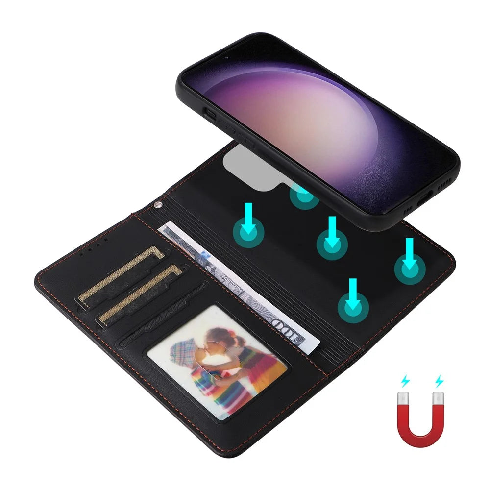 For Samsung Galaxy S23 Ultra Magnetic Case BETOPNICE Detachable PU Leather Phone Cover with Strap - Black - 6
