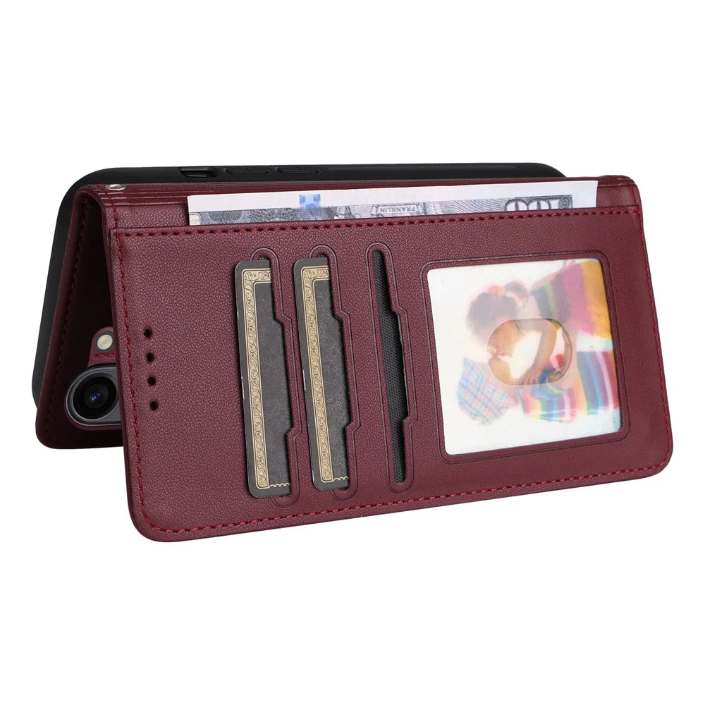For Samsung Galaxy S23 FE Magnetic Case BETOPNICE Detachable PU Leather Phone Cover with Strap - Wine Red - 4