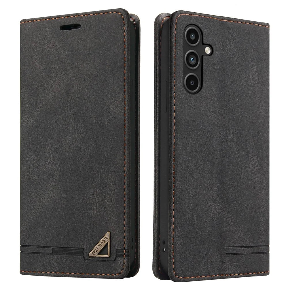 GQ.UTROBE 008 Series For Samsung Galaxy A15 4G Case Cell Phone RFID Blocking Leather Cover - Black - 1