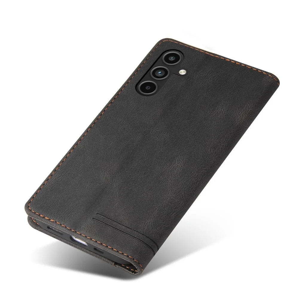 GQ.UTROBE 008 Series For Samsung Galaxy A15 4G Case Cell Phone RFID Blocking Leather Cover - Black - 5