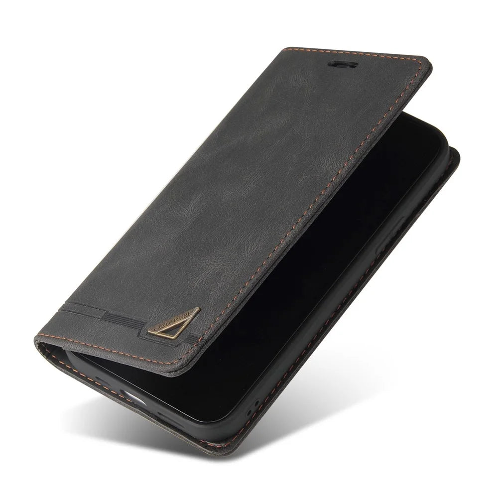 GQ.UTROBE 008 Series For Samsung Galaxy A15 4G Case Cell Phone RFID Blocking Leather Cover - Black - 6
