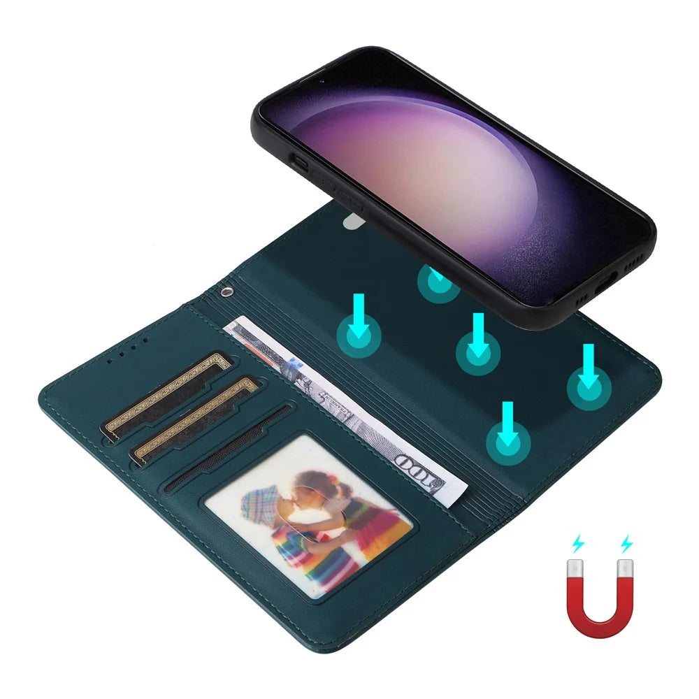 For Samsung Galaxy S23+ Magnetic Case BETOPNICE Detachable PU Leather Phone Cover with Strap - Blue - 6