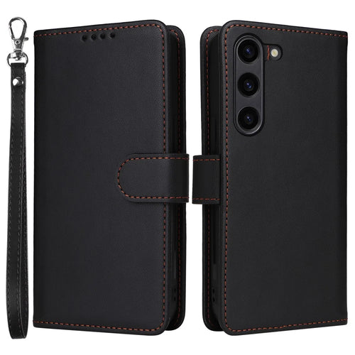 For Samsung Galaxy S23 Magnetic Case BETOPNICE Detachable PU Leather Phone Cover with Strap - Black - 1