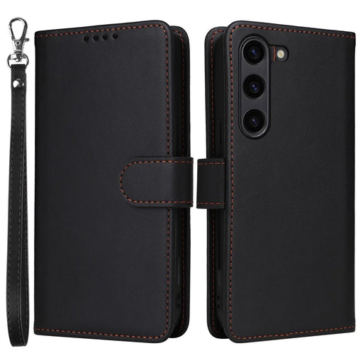For Samsung Galaxy S23 Magnetic Case BETOPNICE Detachable PU Leather Phone Cover with Strap - Black - 1