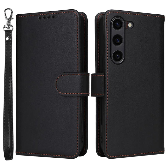 For Samsung Galaxy S23 Magnetic Case BETOPNICE Detachable PU Leather Phone Cover with Strap - Black - 1