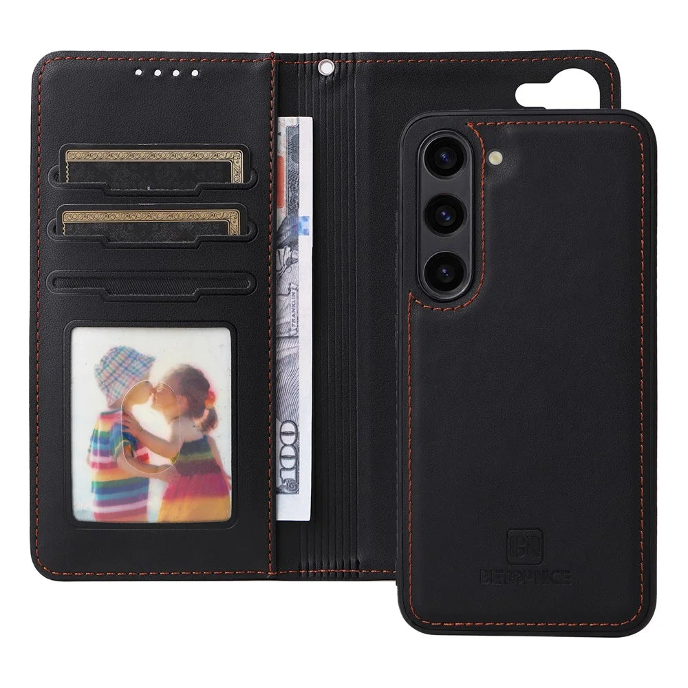 For Samsung Galaxy S23 Magnetic Case BETOPNICE Detachable PU Leather Phone Cover with Strap - Black - 2