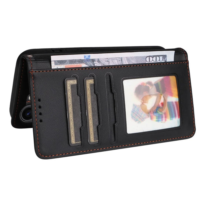 For Samsung Galaxy S23 Magnetic Case BETOPNICE Detachable PU Leather Phone Cover with Strap - Black - 4