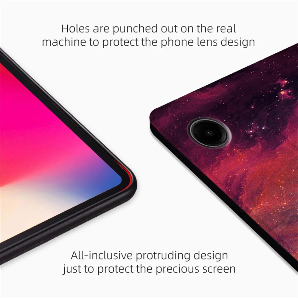 For Samsung Galaxy Tab A9 Case Pattern Printing Stand PU Leather Stand Tablet Cover - Emerald Marble - 4