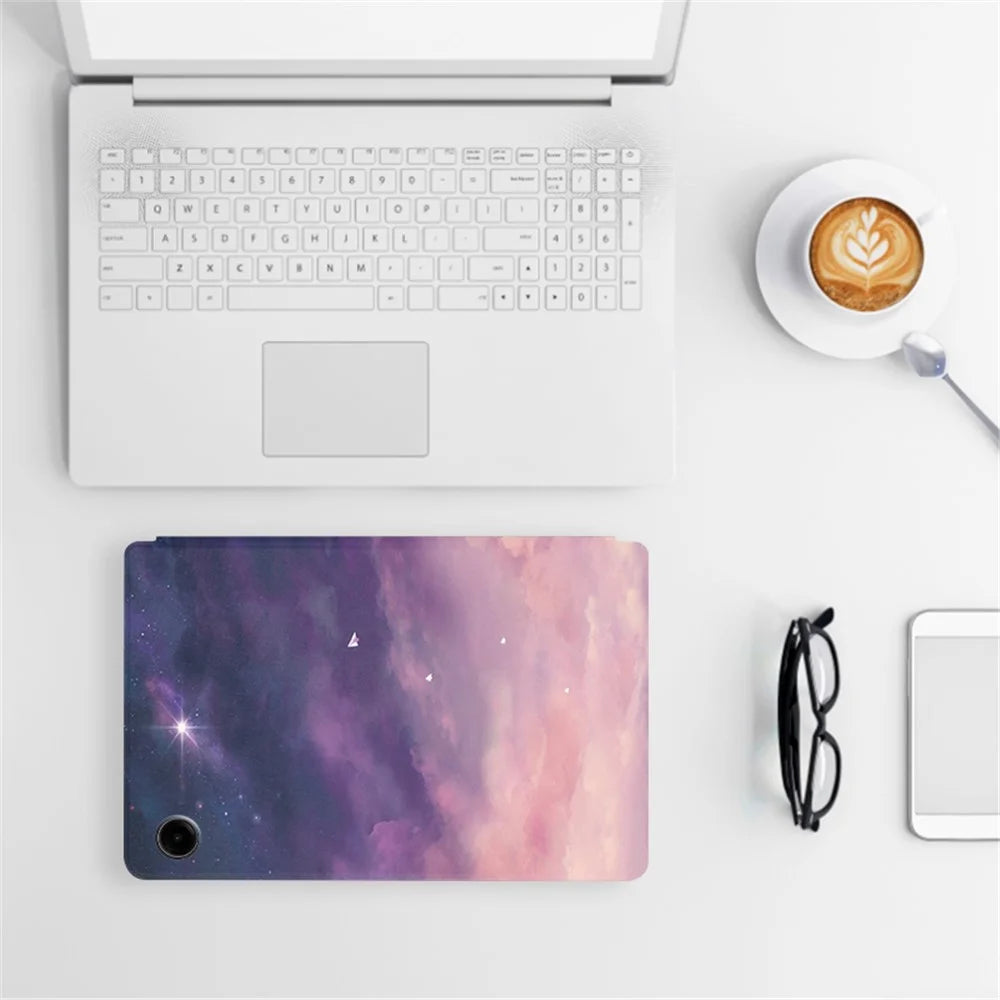 For Samsung Galaxy Tab A9 Case Pattern Printing Stand PU Leather Stand Tablet Cover - Emerald Marble - 5