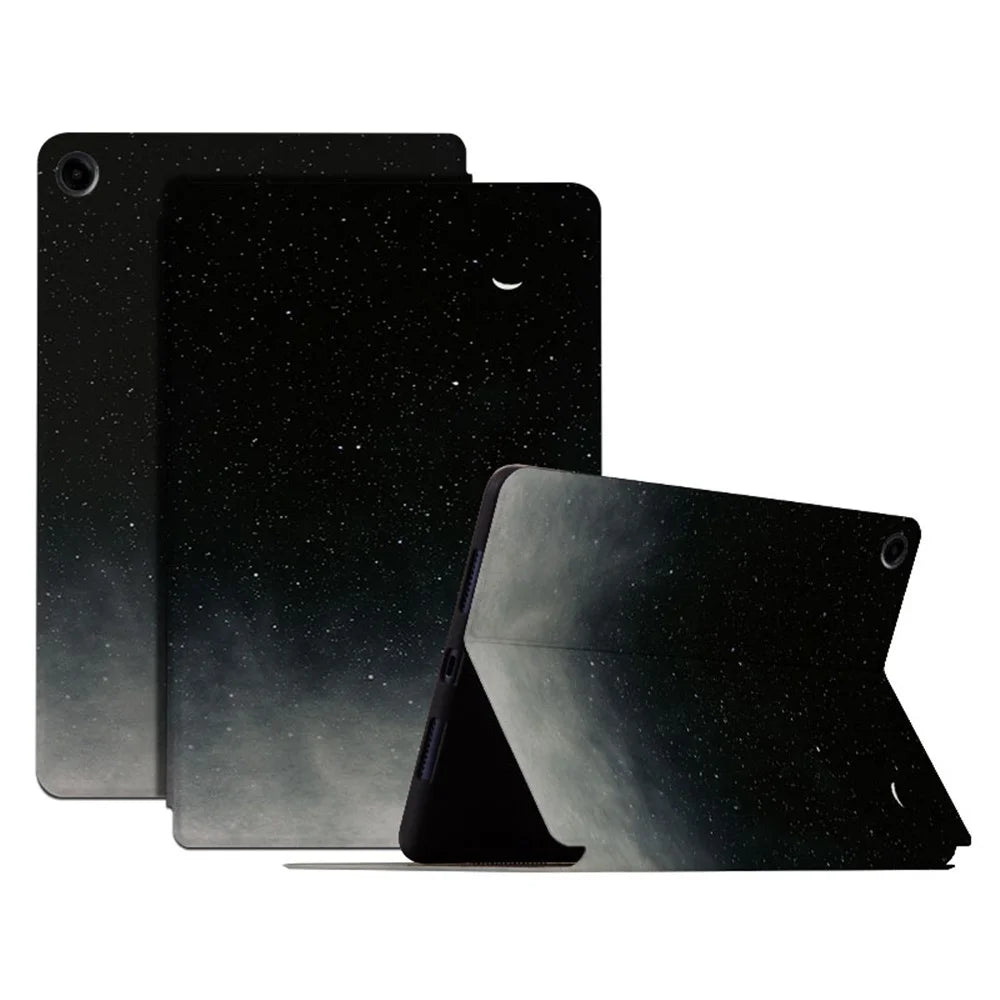 For Samsung Galaxy Tab A9+ Case PU Leather Stand Pattern Printing Stand Tablet Shell - Crescent - 1