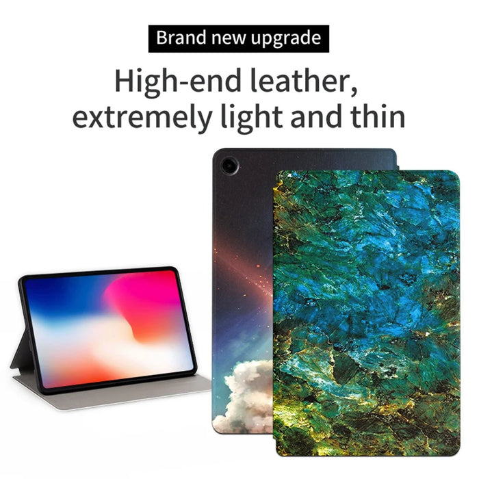 For Samsung Galaxy Tab A9+ Case PU Leather Stand Pattern Printing Stand Tablet Shell - Crescent - 2