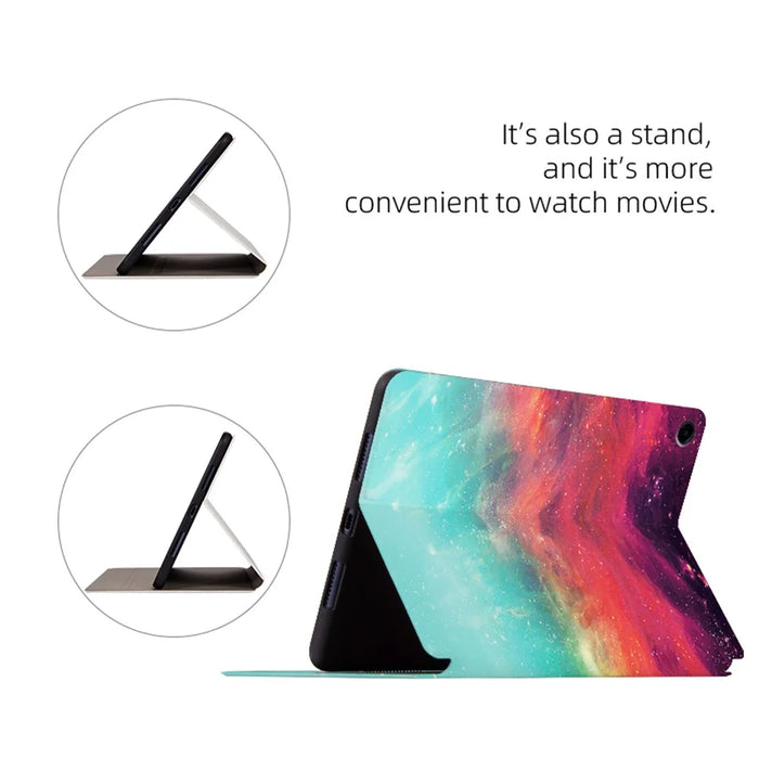 For Samsung Galaxy Tab A9+ Case PU Leather Stand Pattern Printing Stand Tablet Shell - Crescent - 4
