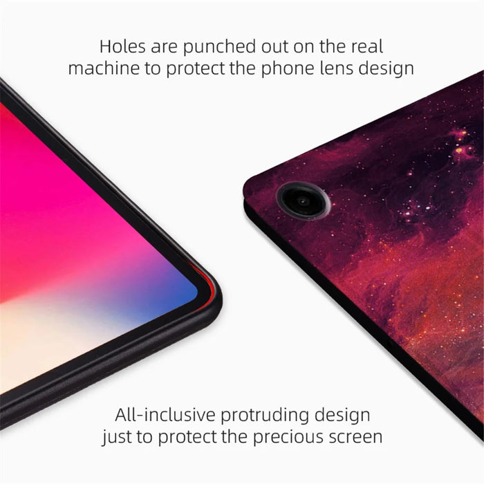 For Samsung Galaxy Tab A9+ Case PU Leather Stand Pattern Printing Stand Tablet Shell - Crescent - 5