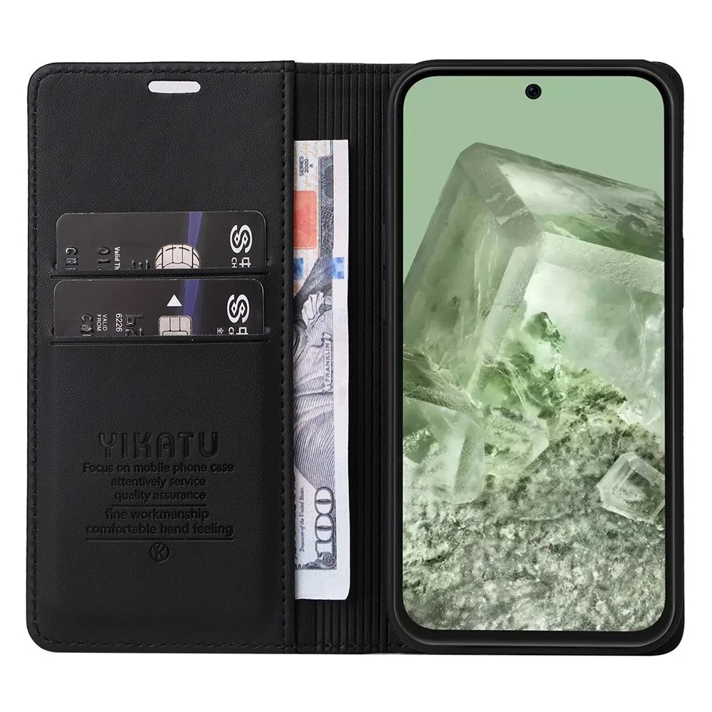 YIKATU YK-001 For Google Pixel 8a Case Book Style Leather Wallet Phone Cover - Black - 2