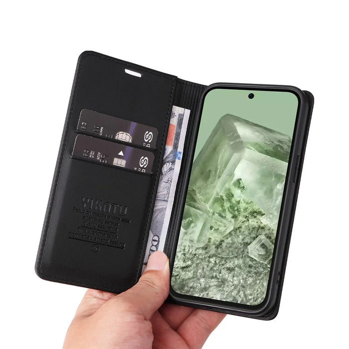 YIKATU YK-001 For Google Pixel 8a Case Book Style Leather Wallet Phone Cover - Black - 6