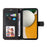 For Samsung Galaxy A15 5G Case Three-color Splicing Wallet Stand Phone Cover with Strap - Black - 2