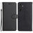 For Samsung Galaxy A15 5G Case Solid Color Leather Mobile Cover Wallet Stand with Strap - Black - 1
