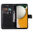 For Samsung Galaxy A15 5G Case Solid Color Leather Mobile Cover Wallet Stand with Strap - Black - 2