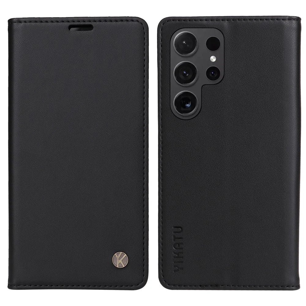YIKATU YK-001 for Samsung Galaxy S24 Ultra Case PU Leather Magnetic Wallet Phone Cover - Black - 1