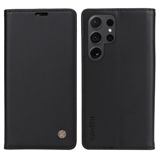 YIKATU YK-001 for Samsung Galaxy S24 Ultra Case PU Leather Magnetic Wallet Phone Cover - Black - 1