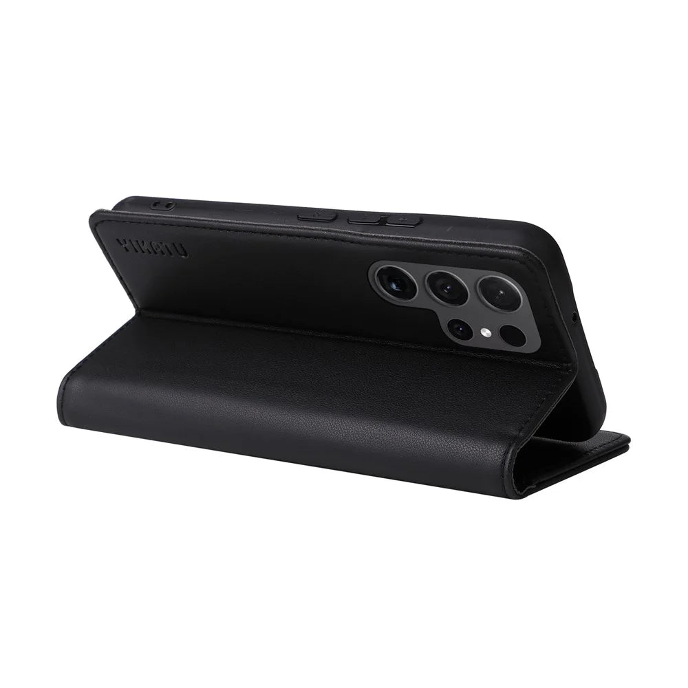 YIKATU YK-001 for Samsung Galaxy S24 Ultra Case PU Leather Magnetic Wallet Phone Cover - Black - 4
