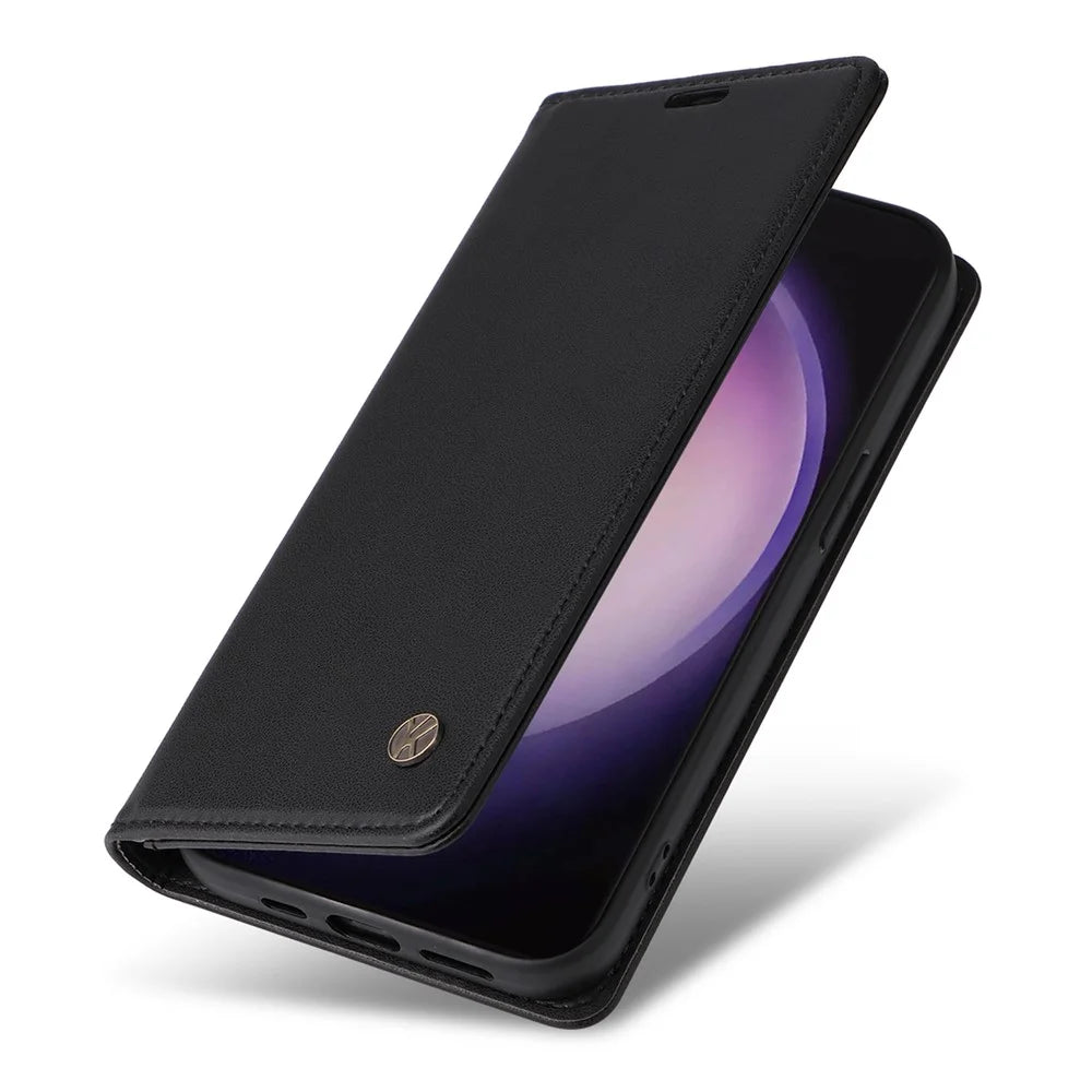 YIKATU YK-001 for Samsung Galaxy S24 Ultra Case PU Leather Magnetic Wallet Phone Cover - Black - 5