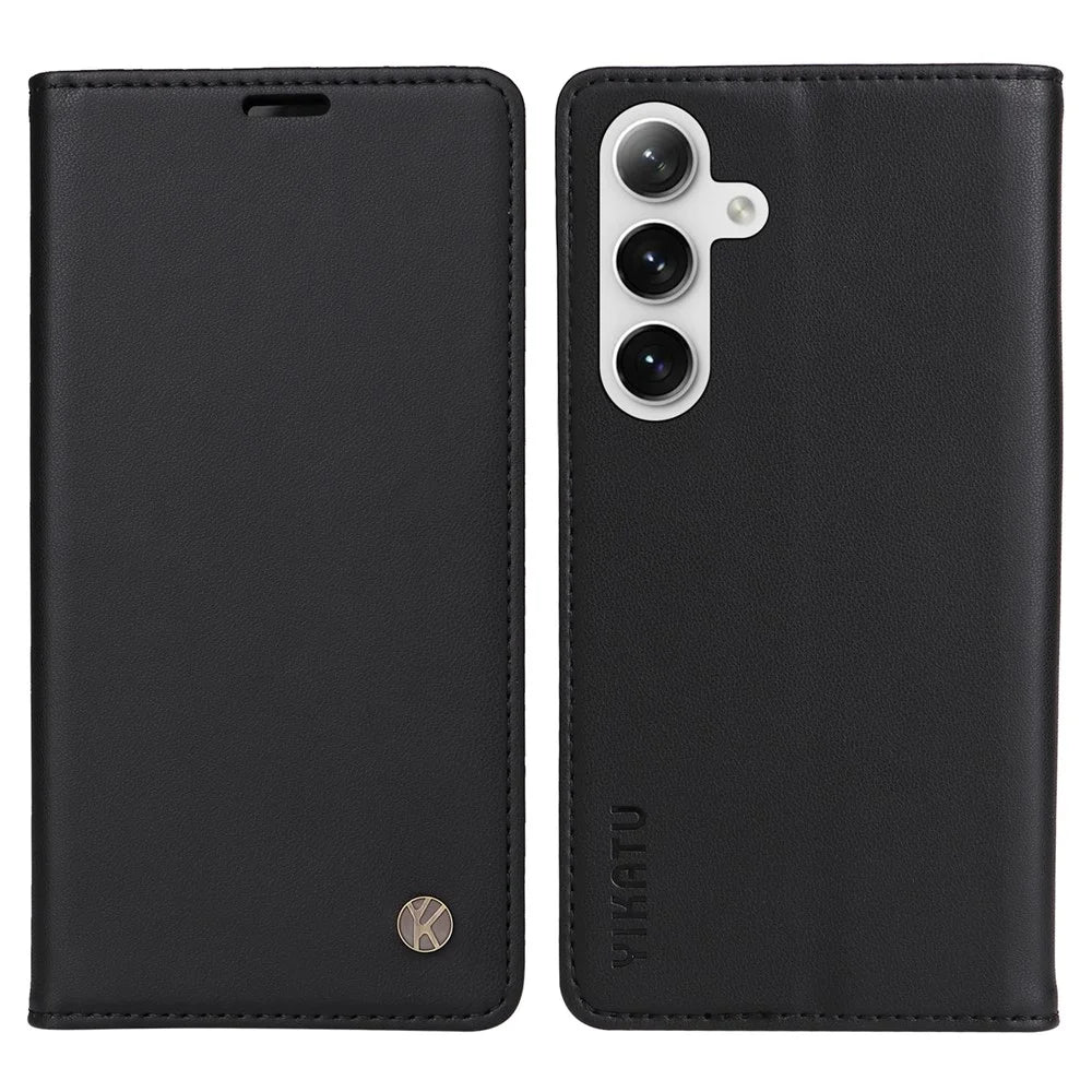 YIKATU YK-001 For Samsung Galaxy S25+ / S24+ Case Magnetic Auto Closing Leather Phone Cover - Black - 1