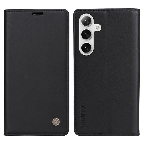 YIKATU YK-001 For Samsung Galaxy S25+ / S24+ Case Magnetic Auto Closing Leather Phone Cover - Black - 1