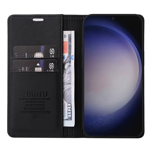 YIKATU YK-001 For Samsung Galaxy S25+ / S24+ Case Magnetic Auto Closing Leather Phone Cover - Black - 2