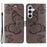 For Samsung Galaxy S25 / S24 Wallet Case Floral Butterfly Imprinted Leather Phone Cover Stand - Grey - 1