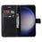 For Samsung Galaxy S25 / S24 Case Solid Color Leather Mobile Cover Wallet Stand with Strap - Black - 2