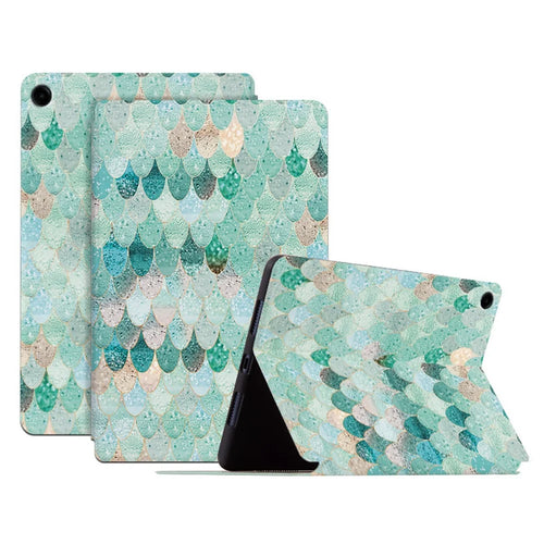 For Samsung Galaxy Tab A9+ Protective Case PU Leather Pattern Smart Tablet Cover - Summer Mermaid - 1