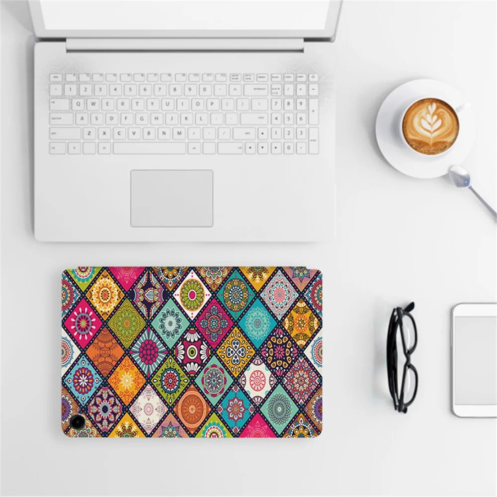 For Samsung Galaxy Tab A9+ Protective Case PU Leather Pattern Smart Tablet Cover - Summer Mermaid - 5