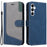 For Samsung Galaxy A05s 4G Case Three-color Splicing Leather Wallet Stand Phone Cover with Strap - Blue - 1