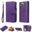 For iPhone 15 Pro Max Magnetic Leather Case Mobile Cover with Detachable Zipper Wallet Strap - Purple - 1