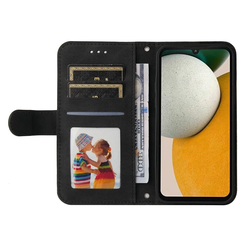 For Samsung Galaxy A15 5G Leather Wallet Cases Skin Touch Phone Cover Stand with Strap - Black - 2