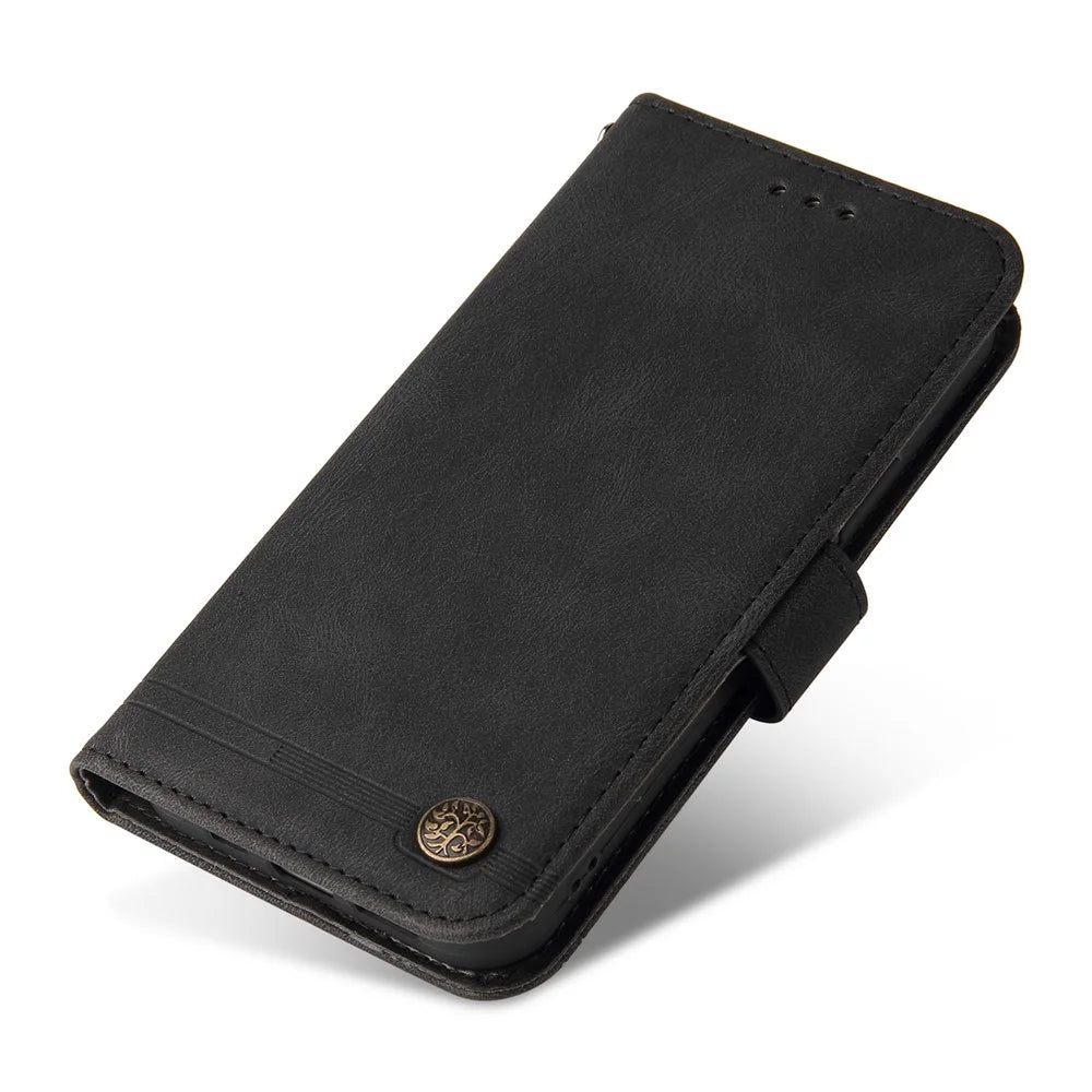 For Samsung Galaxy A15 5G Leather Wallet Cases Skin Touch Phone Cover Stand with Strap - Black - 5