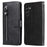 For Samsung Galaxy A15 4G Case Zipper Pocket Wallet PU Leather Phone Cover - Black - 1