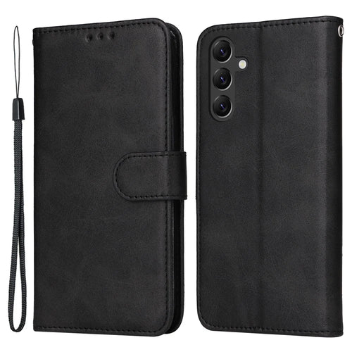 For Samsung Galaxy A15 5G Case Shockproof Phone Shell Calf Texture Leather Wallet Phone Cover - Black - 1