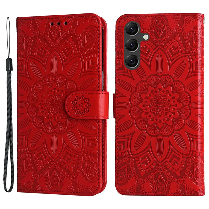 For Samsung Galaxy A15 5G Case Stand Wallet Shockproof PU Leather Cell Phone Cover - Red - 1