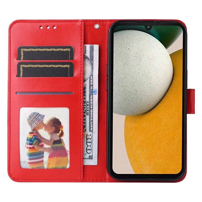 For Samsung Galaxy A15 5G Case Stand Wallet Shockproof PU Leather Cell Phone Cover - Red - 2