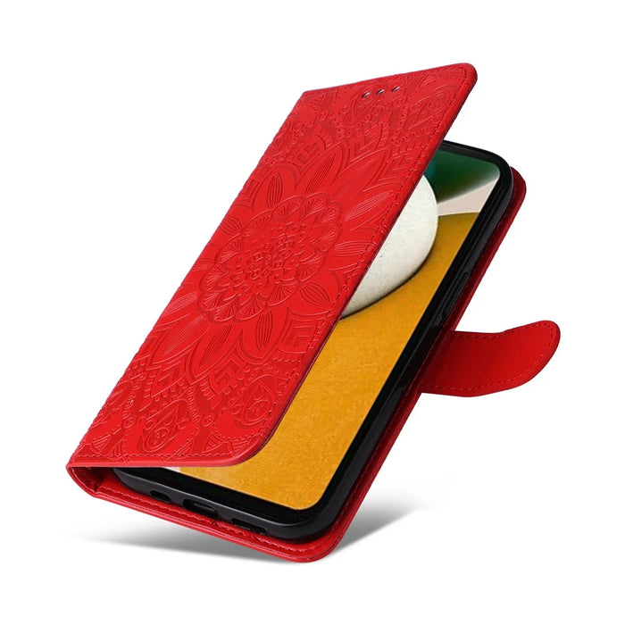 For Samsung Galaxy A15 5G Case Stand Wallet Shockproof PU Leather Cell Phone Cover - Red - 5