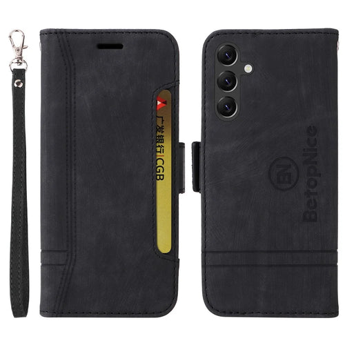 BETOPNICE 001 Stand PU Leather Phone Shell for Samsung Galaxy A15 5G Case Folding Wallet Phone Cover - Black - 1