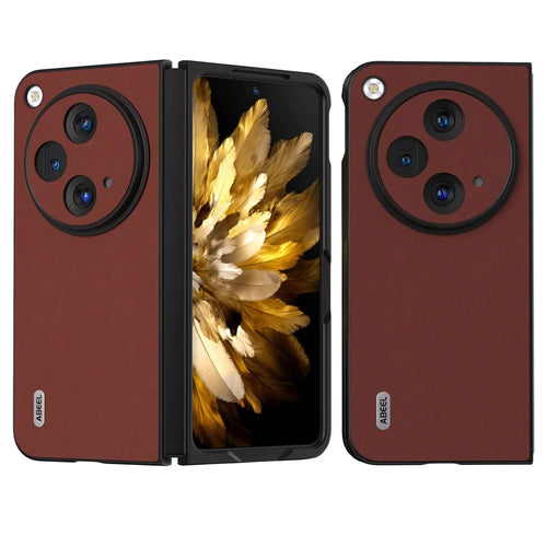 ABEEL For Oppo Find N3 5G / OnePlus Open Case Genuine Cow Leather+PC Soft-touch Cover - Coffee - 1