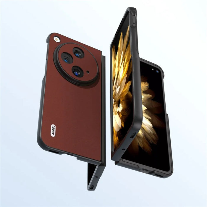 ABEEL For Oppo Find N3 5G / OnePlus Open Case Genuine Cow Leather+PC Soft-touch Cover - Coffee - 3