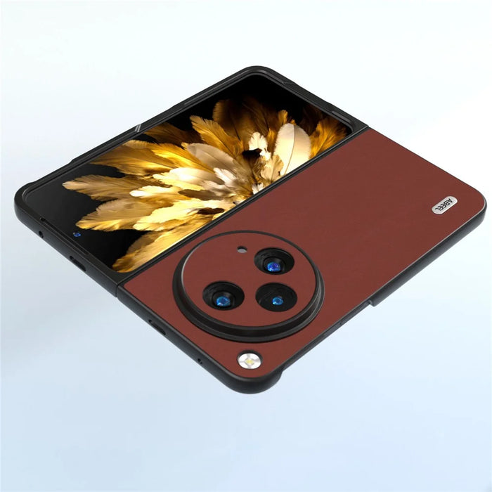 ABEEL For Oppo Find N3 5G / OnePlus Open Case Genuine Cow Leather+PC Soft-touch Cover - Coffee - 4