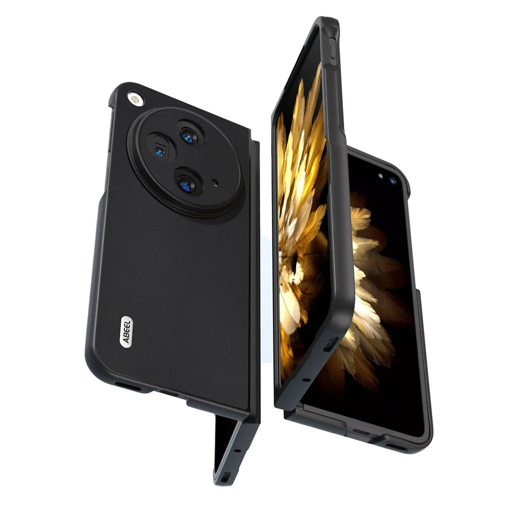 ABEEL For Oppo Find N3 5G / OnePlus Open Case Genuine Cow Leather + Hard PC Shell - Black - 2