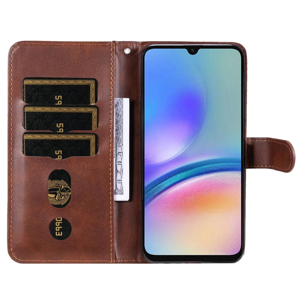 For Samsung Galaxy A05s 4G Case Leather Cellphone Cover with Zipper Pocket Wallet - Brown - 2