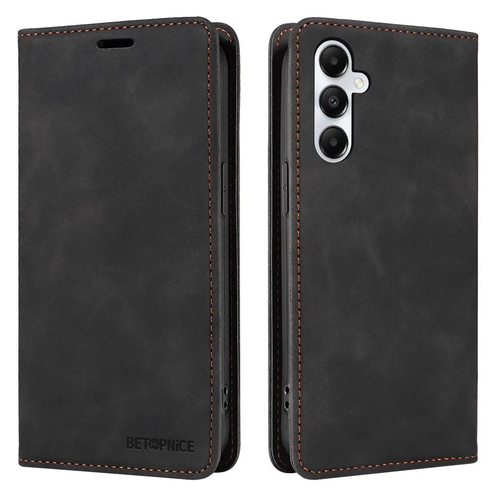 BETOPNICE 003 For Samsung Galaxy A05s 4G Cover Flip Stand Wallet Leather Phone Case - Black - 1